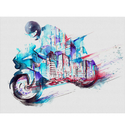 Simple Strokes Of Motorcycle In The City - 14CT Stamped Cross Stitch 50*40CM