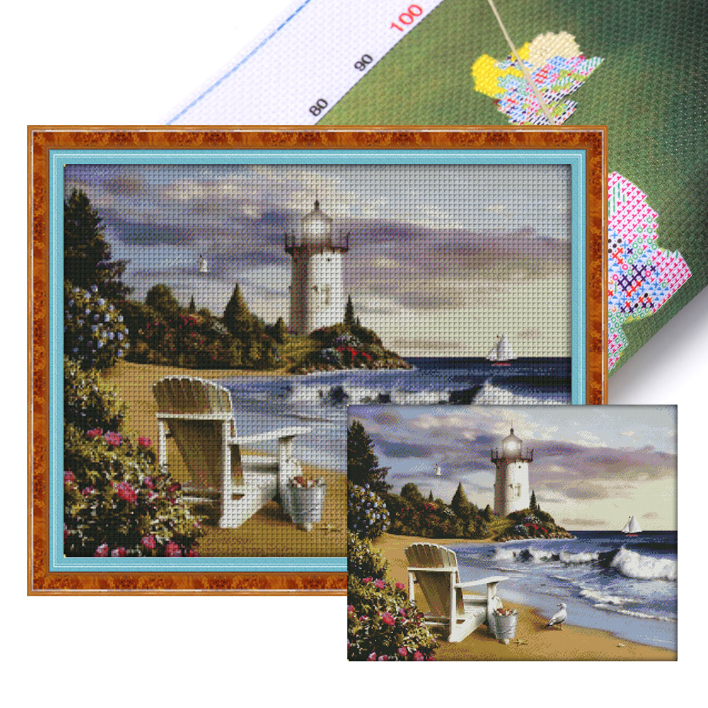 Lighthouse - 14CT Stamped Cross Stitch 63*49CM(Joy Sunday)