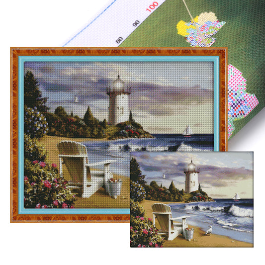 Lighthouse - 14CT Stamped Cross Stitch 63*49CM(Joy Sunday)