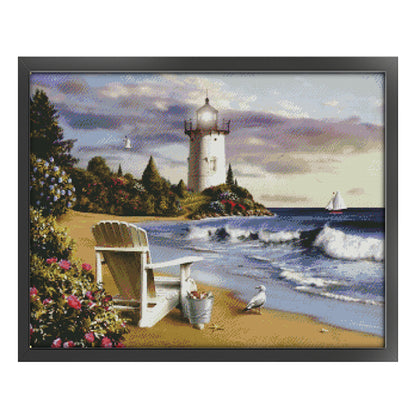 Lighthouse - 14CT Stamped Cross Stitch 63*49CM(Joy Sunday)