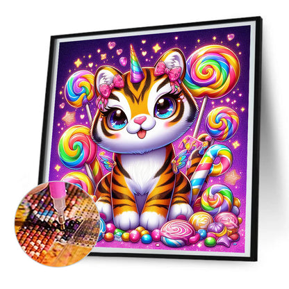 Candy And Tiger - Full Round Drill Diamond Painting 30*30CM