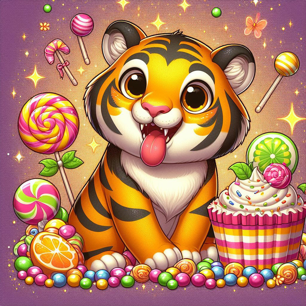 Dessert And Tiger - Full Round Drill Diamond Painting 30*30CM