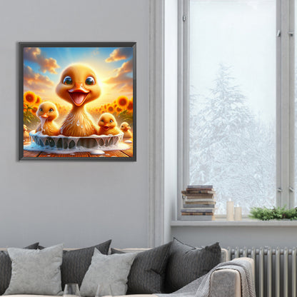 Three Little Yellow Ducks - Full Round Drill Diamond Painting 30*30CM