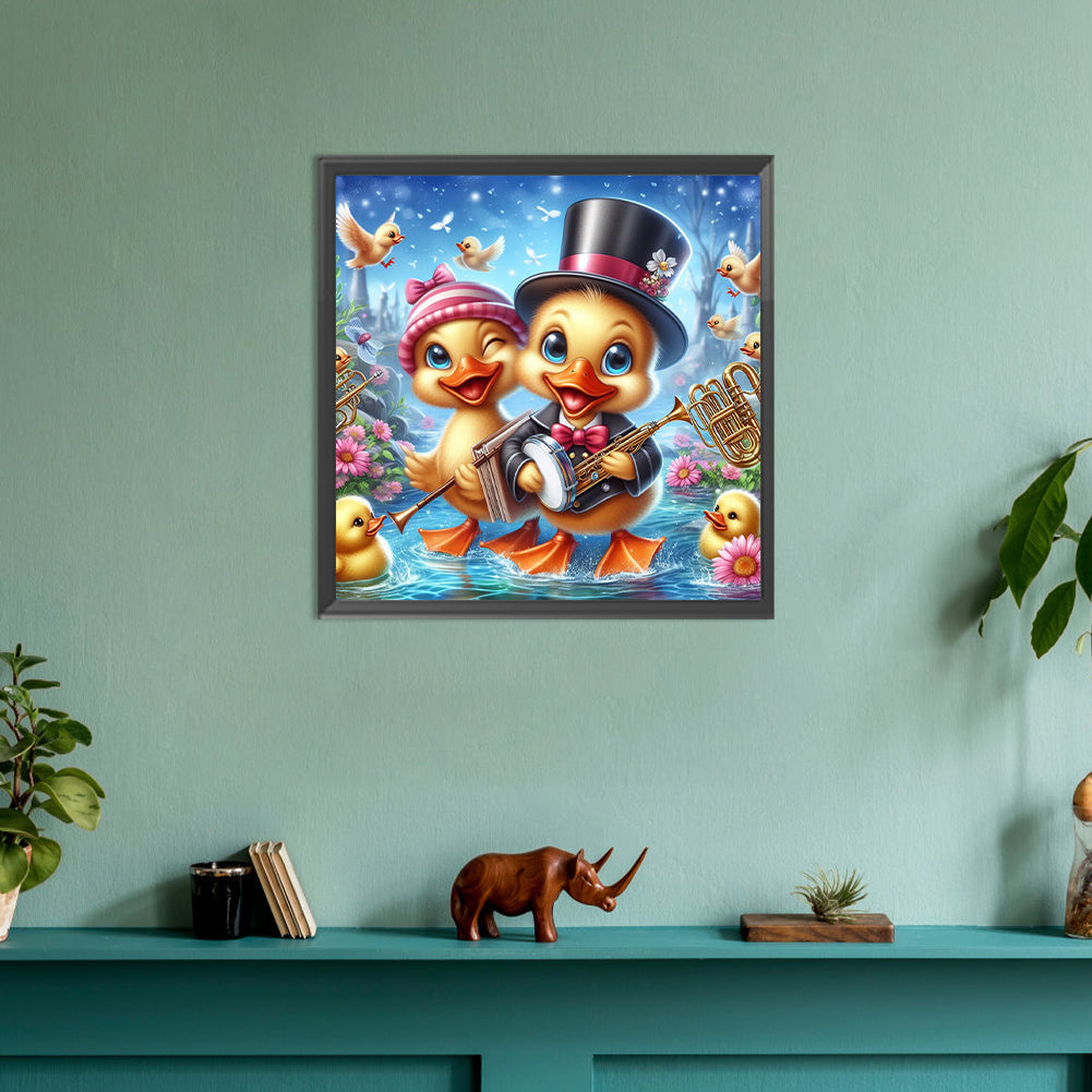 Two Little Yellow Ducks - Full Round Drill Diamond Painting 30*30CM