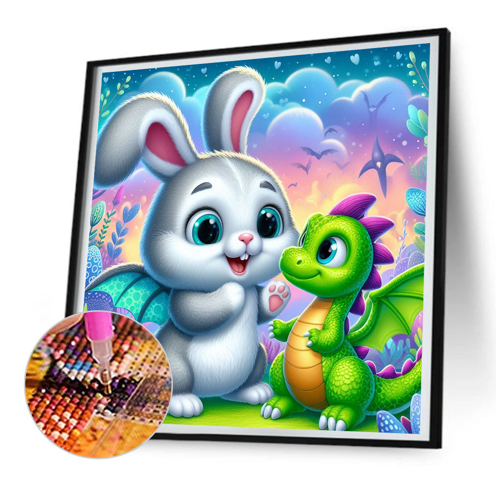 Rabbit And Dinosaur - Full Round Drill Diamond Painting 30*30CM