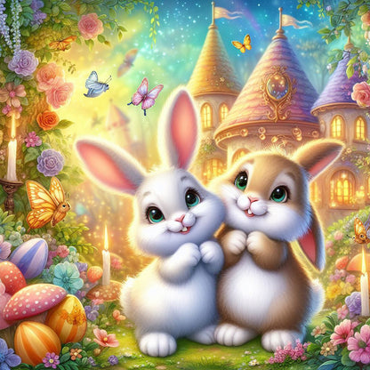 Two Rabbits - Full Round Drill Diamond Painting 30*30CM