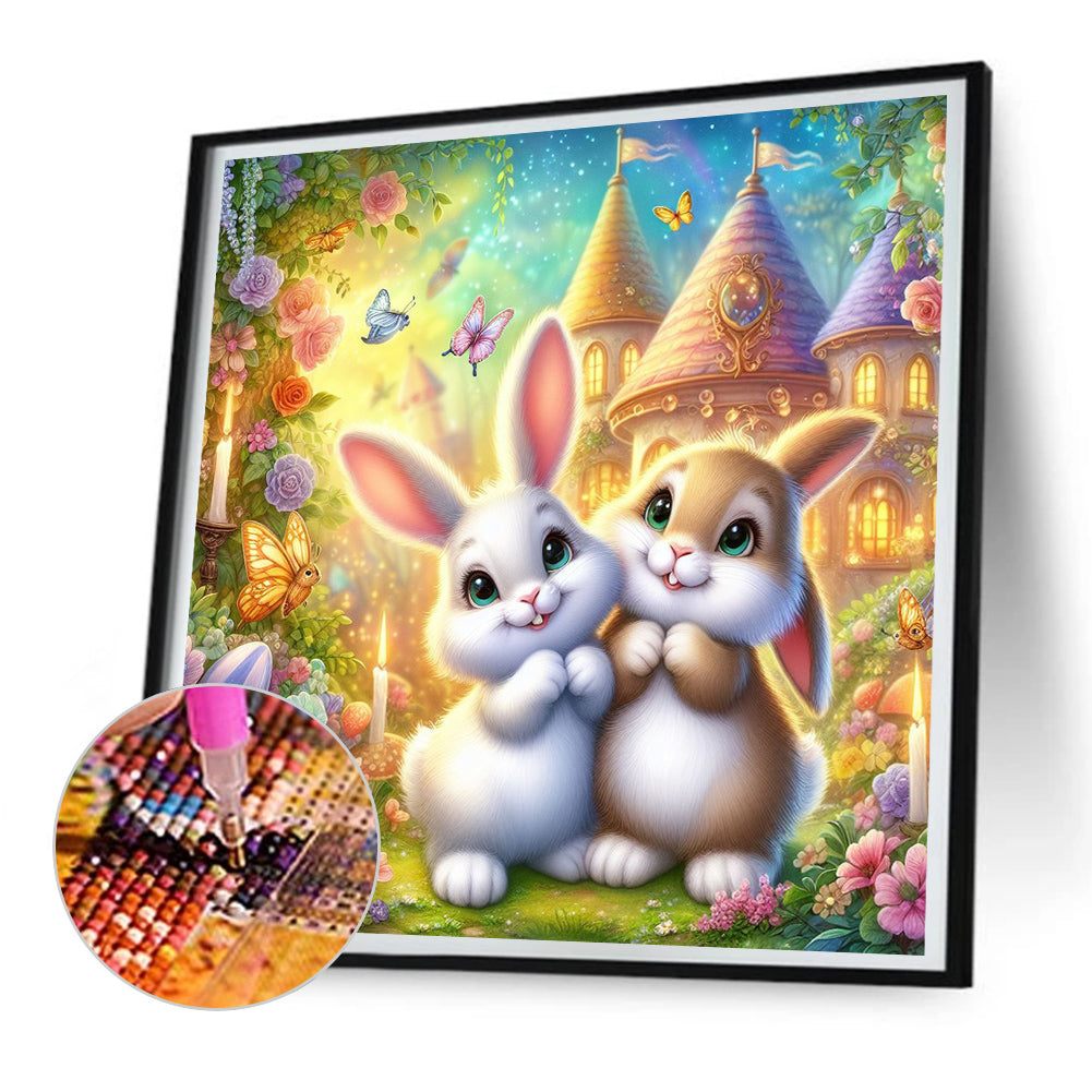 Two Rabbits - Full Round Drill Diamond Painting 30*30CM