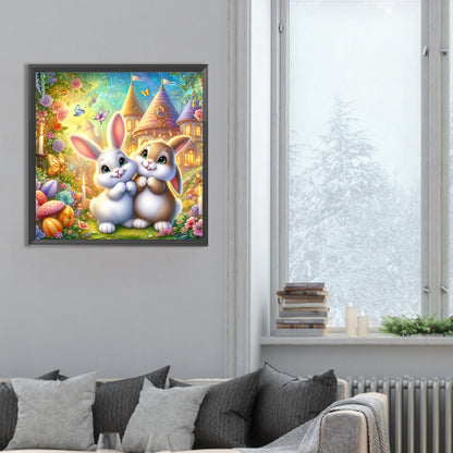 Two Rabbits - Full Round Drill Diamond Painting 30*30CM