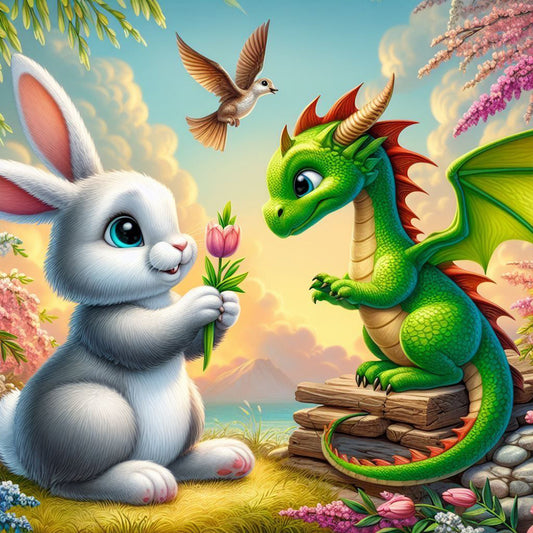 Rabbit And Dragon - Full Round Drill Diamond Painting 30*30CM