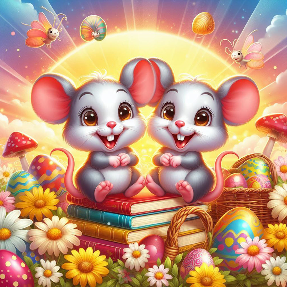 Mouse In Book - Full Round Drill Diamond Painting 30*30CM