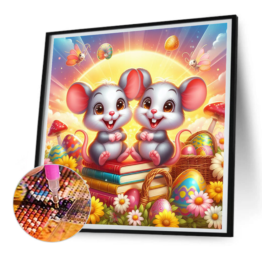 Mouse In Book - Full Round Drill Diamond Painting 30*30CM