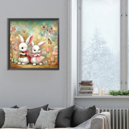 Two White Rabbits - Full Round Drill Diamond Painting 30*30CM