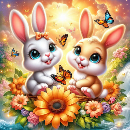 Two Rabbits - Full Round Drill Diamond Painting 30*30CM