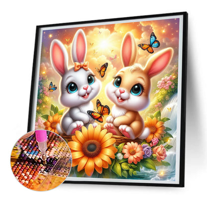 Two Rabbits - Full Round Drill Diamond Painting 30*30CM