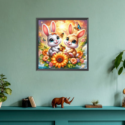 Two Rabbits - Full Round Drill Diamond Painting 30*30CM