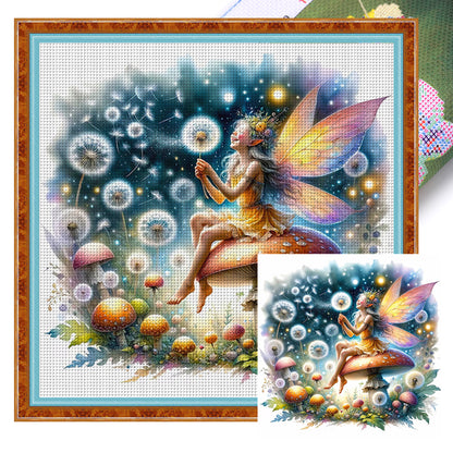 Elf On The Mushroom - 11CT Stamped Cross Stitch 40*40CM