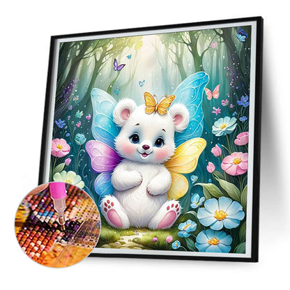 Garden Butterfly Bear - Full Round Drill Diamond Painting 30*30CM