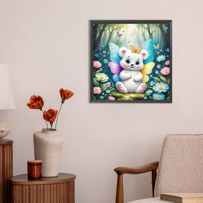 Garden Butterfly Bear - Full Round Drill Diamond Painting 30*30CM