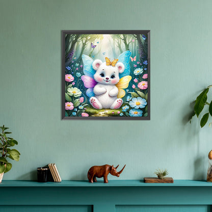 Garden Butterfly Bear - Full Round Drill Diamond Painting 30*30CM