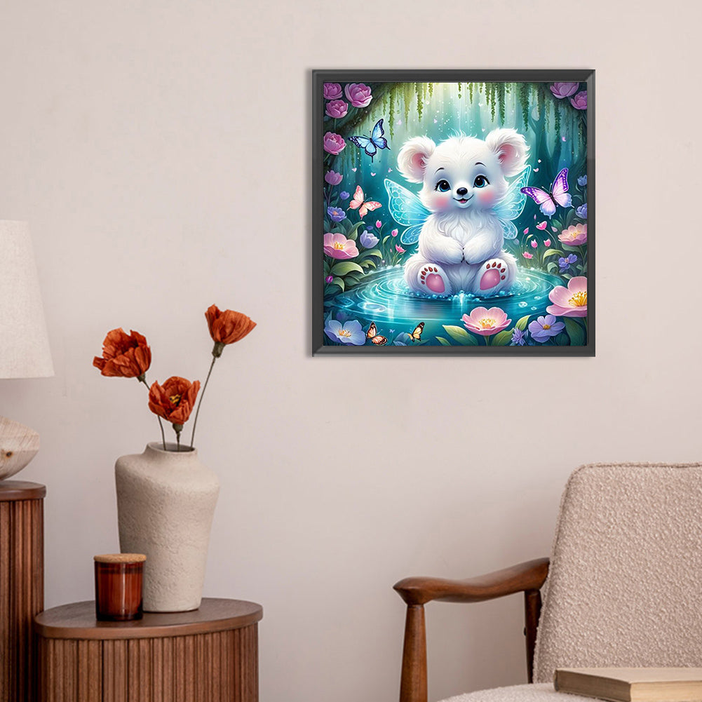 Garden Butterfly Bear - Full Round Drill Diamond Painting 30*30CM