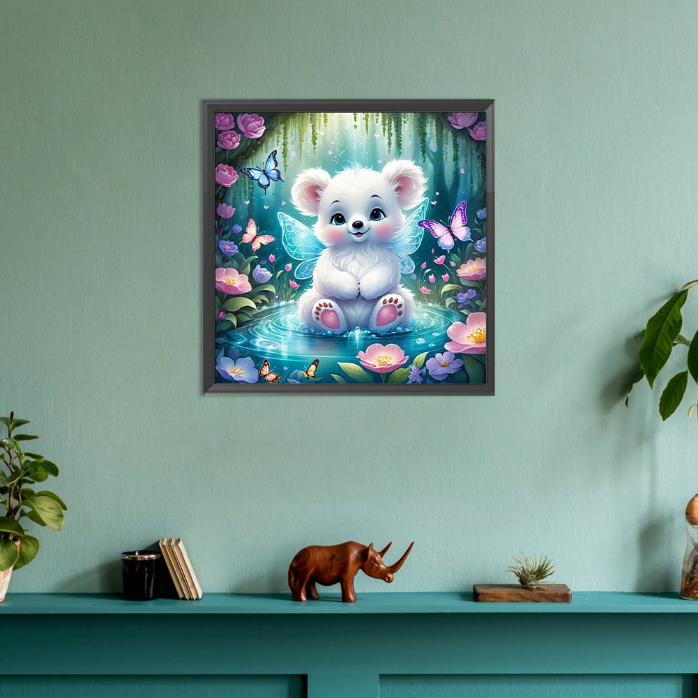 Garden Butterfly Bear - Full Round Drill Diamond Painting 30*30CM