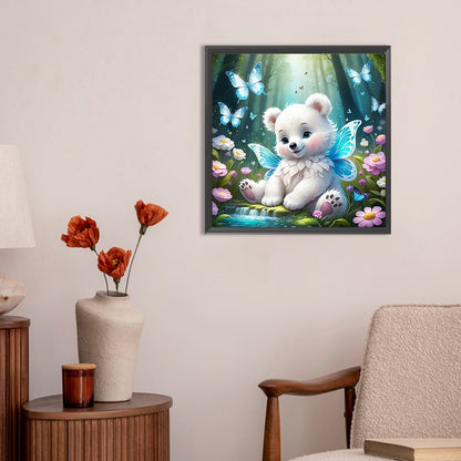 Garden Butterfly Bear - Full Round Drill Diamond Painting 30*30CM