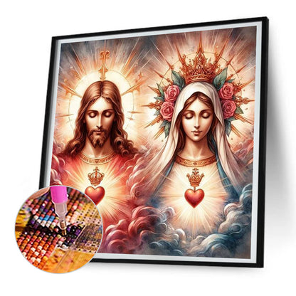 Jesus And The Virgin - Full Round Drill Diamond Painting 30*30CM