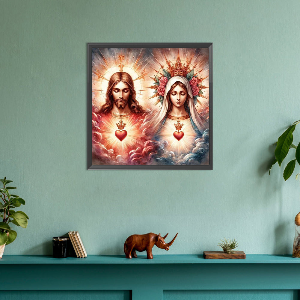 Jesus And The Virgin - Full Round Drill Diamond Painting 30*30CM