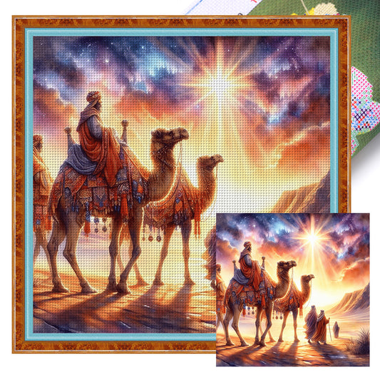 Camel And Traveler - 11CT Stamped Cross Stitch 40*40CM