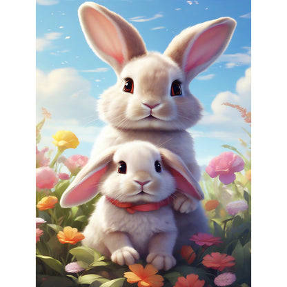 Garden Rabbit - Full Round Drill Diamond Painting 30*40CM