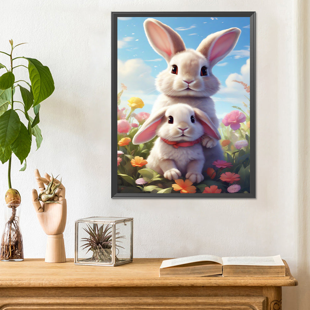 Garden Rabbit - Full Round Drill Diamond Painting 30*40CM