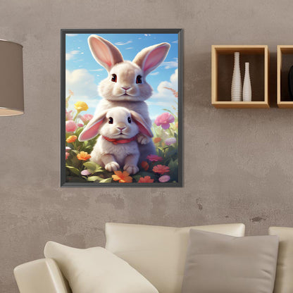 Garden Rabbit - Full Round Drill Diamond Painting 30*40CM