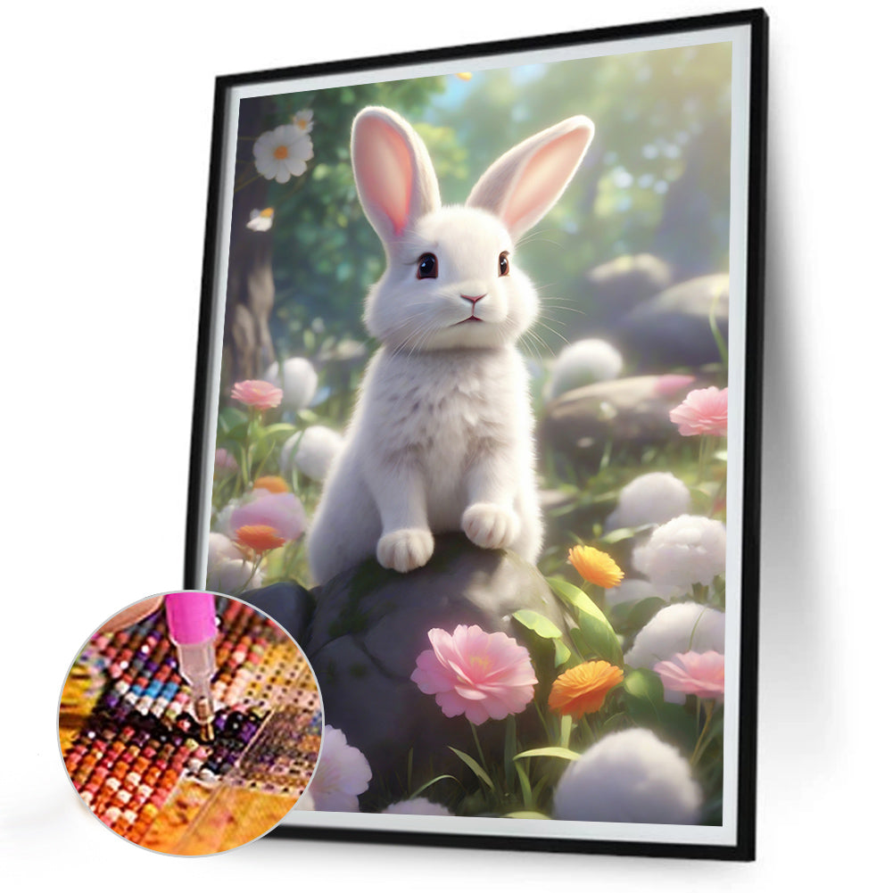 Garden Rabbit - Full Round Drill Diamond Painting 30*40CM