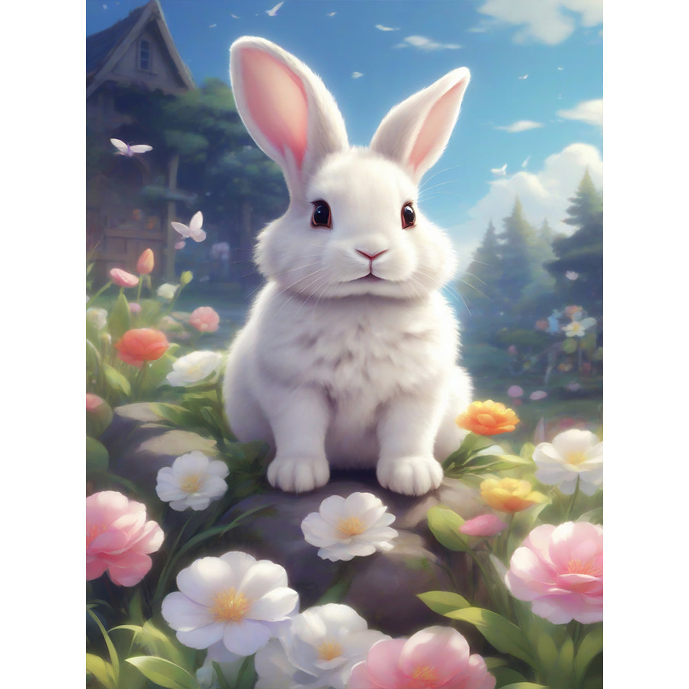 Garden Rabbit - Full Round Drill Diamond Painting 30*40CM