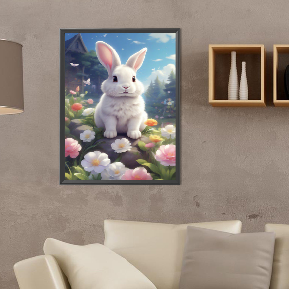 Garden Rabbit - Full Round Drill Diamond Painting 30*40CM