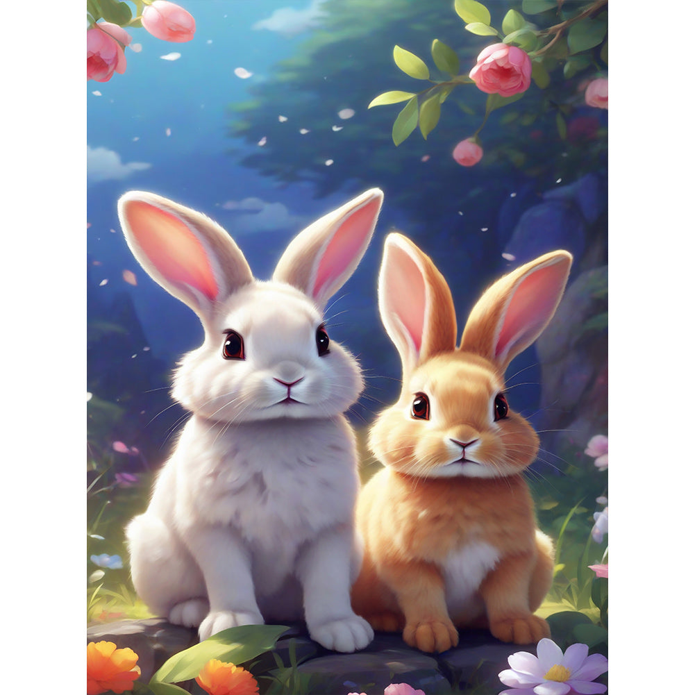 Garden Rabbit - Full Round Drill Diamond Painting 30*40CM