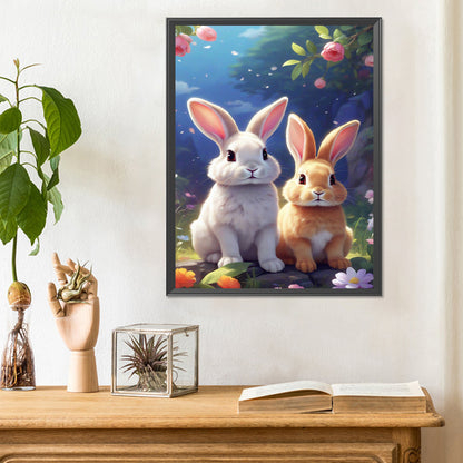 Garden Rabbit - Full Round Drill Diamond Painting 30*40CM