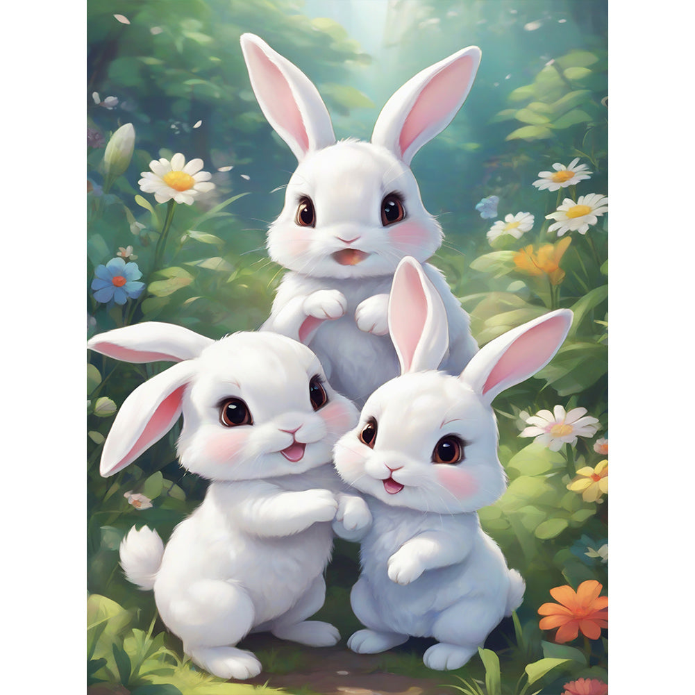 Garden Rabbit - Full Round Drill Diamond Painting 30*40CM