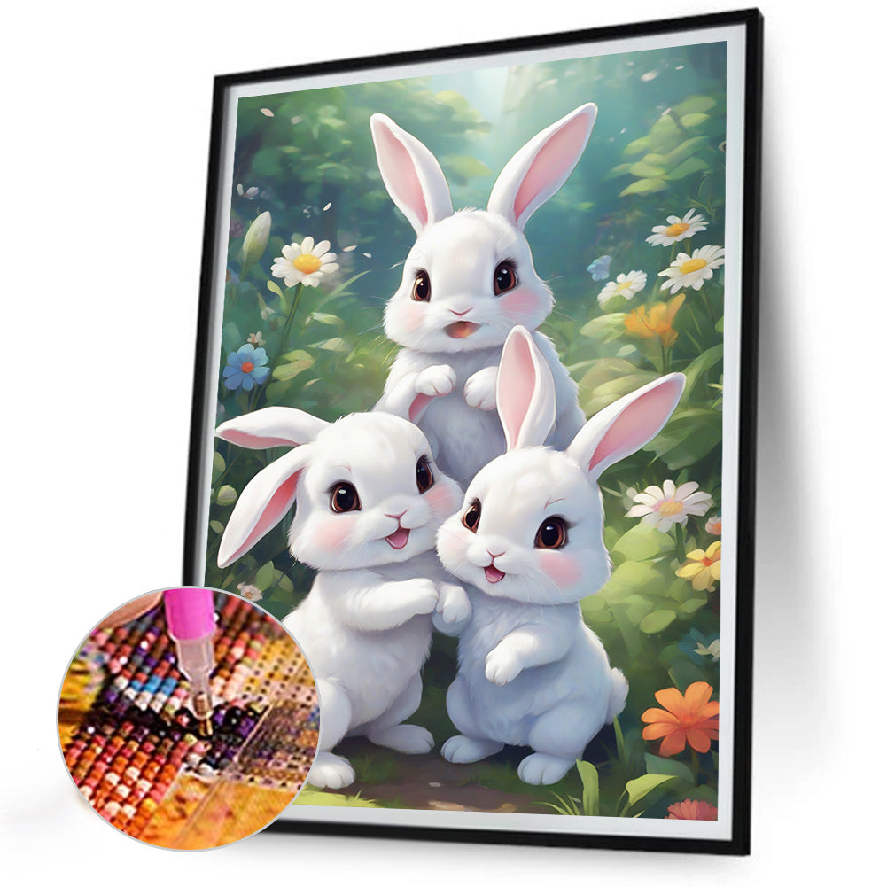 Garden Rabbit - Full Round Drill Diamond Painting 30*40CM