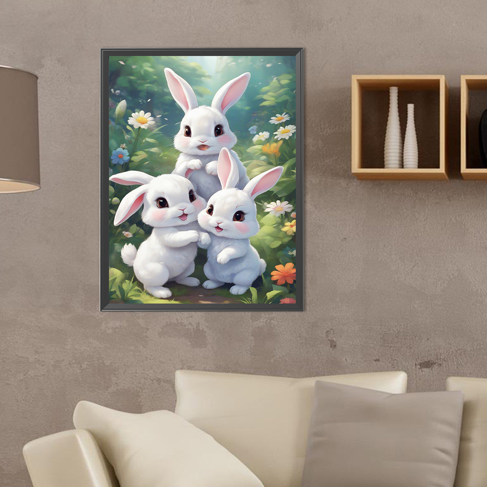 Garden Rabbit - Full Round Drill Diamond Painting 30*40CM