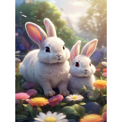 Garden Rabbit - Full Round Drill Diamond Painting 30*40CM