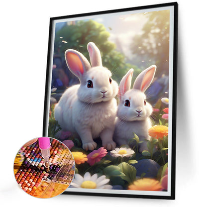 Garden Rabbit - Full Round Drill Diamond Painting 30*40CM