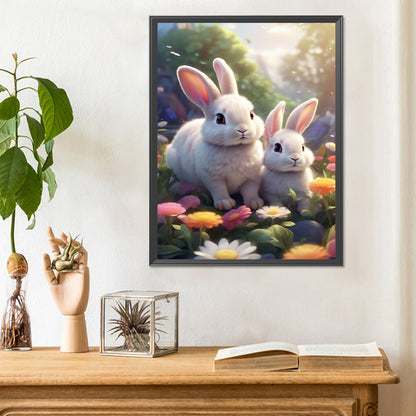 Garden Rabbit - Full Round Drill Diamond Painting 30*40CM