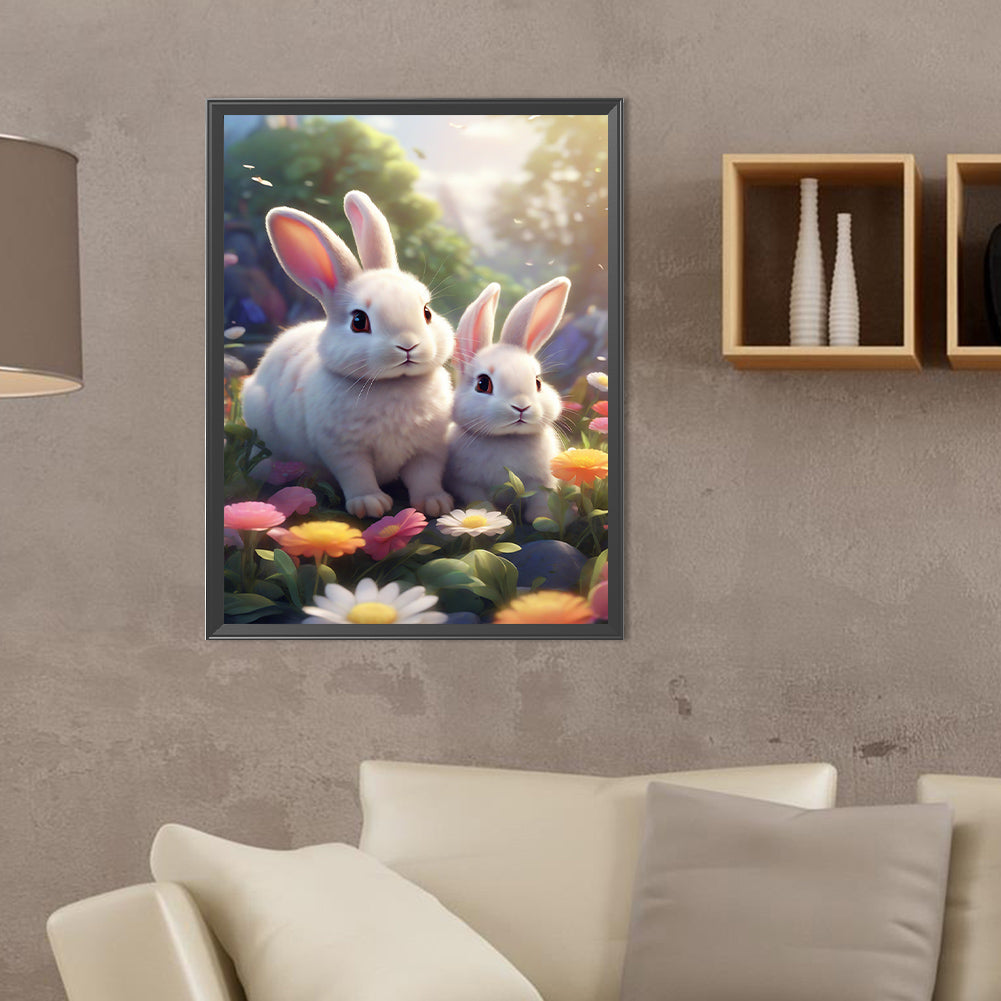 Garden Rabbit - Full Round Drill Diamond Painting 30*40CM