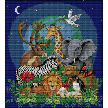 Animal World(2) - 14CT Stamped Cross Stitch 34*39CM(Joy Sunday)