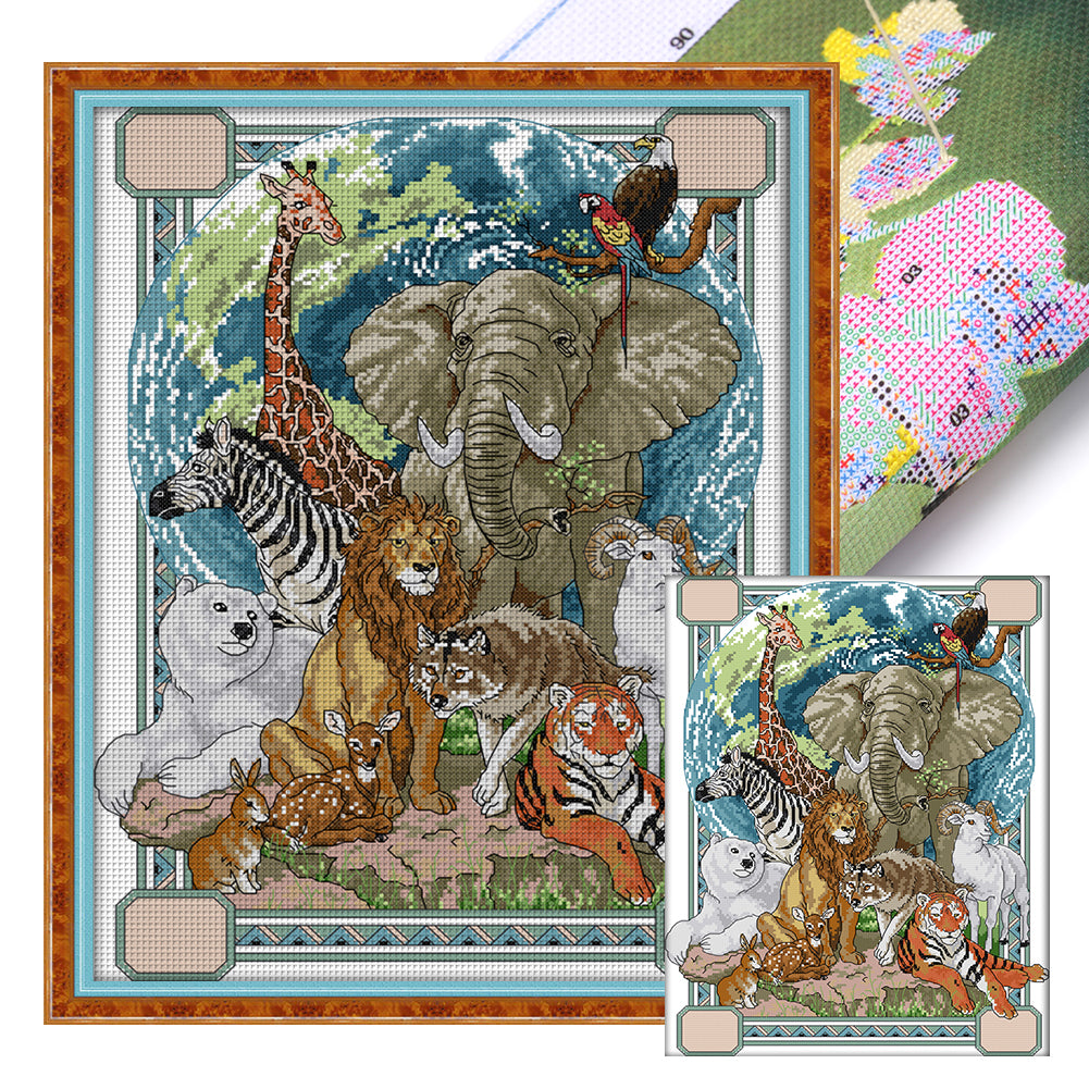 Animal - 14CT Stamped Cross Stitch 37*48CM(Joy Sunday)