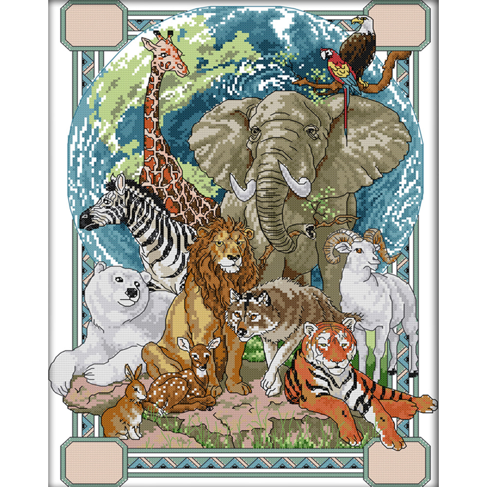 Animal - 14CT Stamped Cross Stitch 37*48CM(Joy Sunday)