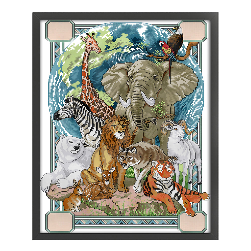 Animal - 14CT Stamped Cross Stitch 37*48CM(Joy Sunday)