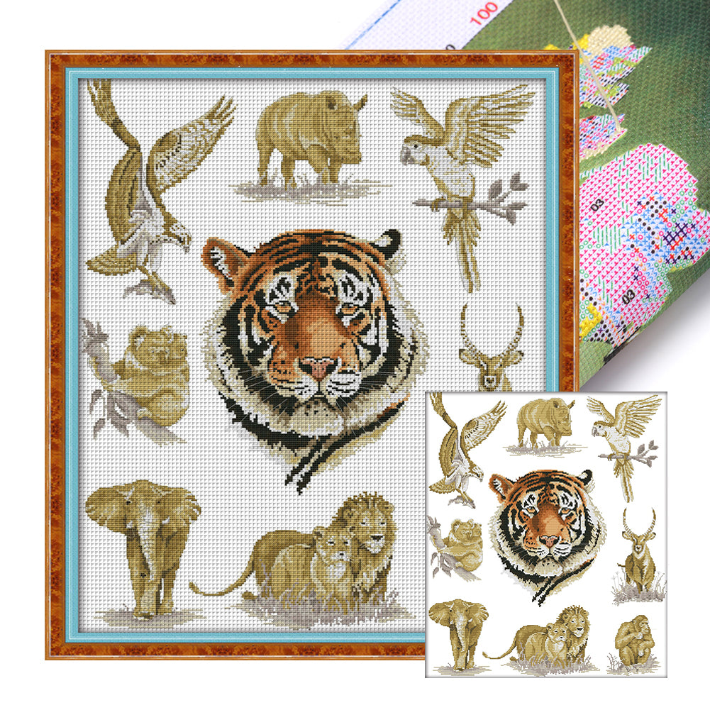 King Of Animals - 14CT Stamped Cross Stitch 52*61CM(Joy Sunday)