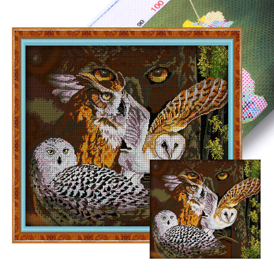 Owl Eleven - 14CT Stamped Cross Stitch 55*48CM(Joy Sunday)